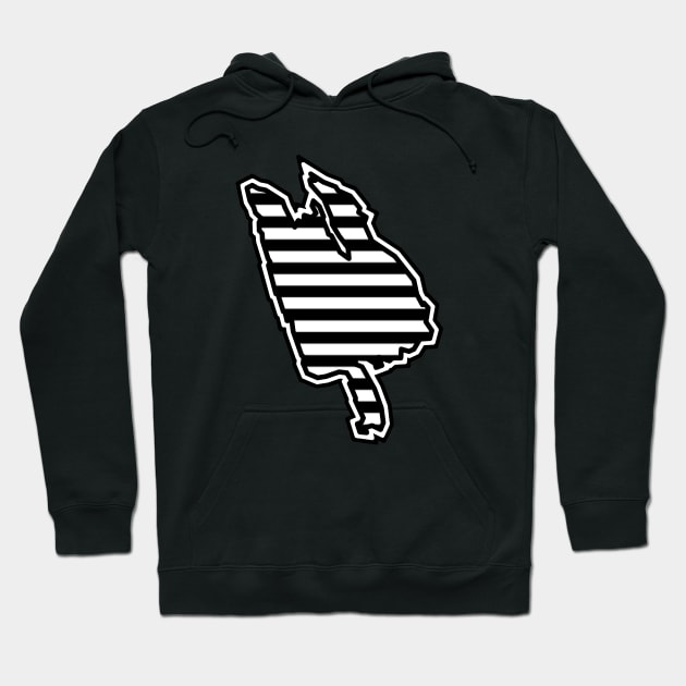 Thetis Island Silhouette in Black and White Stripes - Simple Line Pattern - Thetis Island Hoodie by Bleeding Red Paint